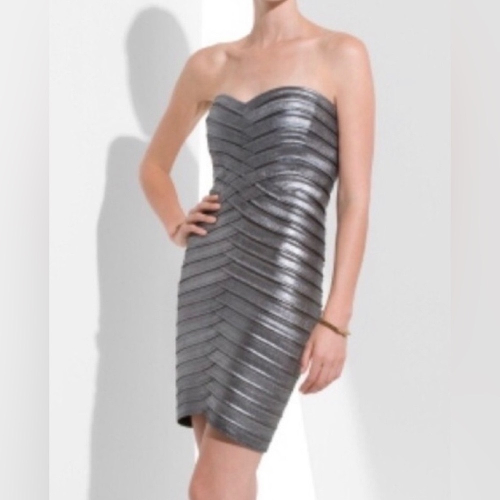 BCBGMaxAzria bcbg maxazria Gunmetal Bandage Bodycon Dress - NWT - XS - Orig $248